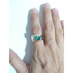 Antique Estate Ring 1.25ctw Emerald Diamonds 14k White Gold Sz 8 Art Deco 1930s